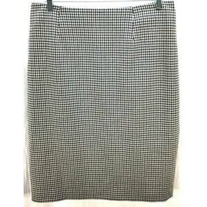 Anne Klein Skirt 16W Black Teal Houndstooth Straight Zipper Slit Work New